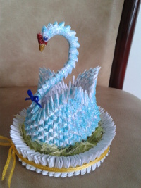 A small blue swan decorated